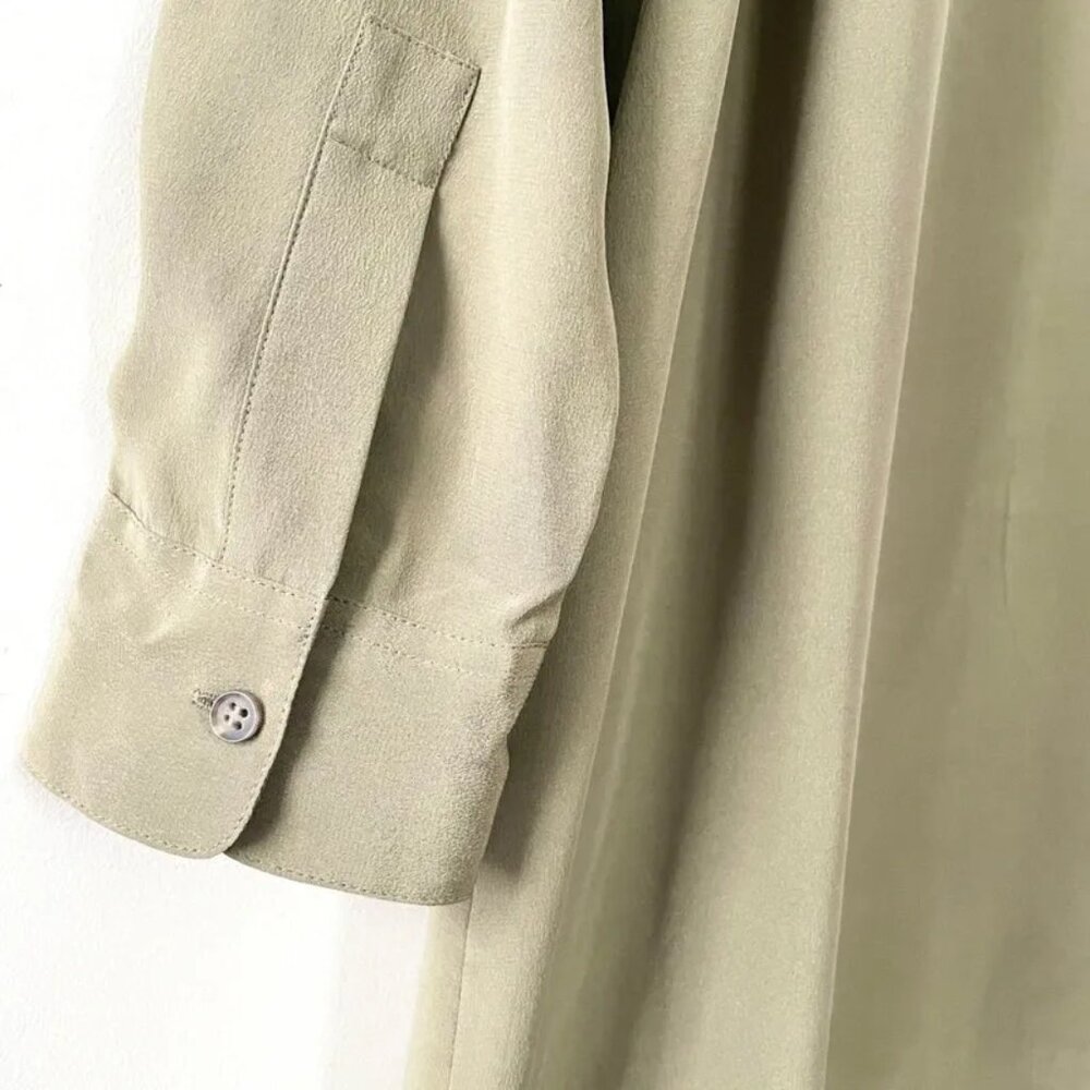 AllSaints Alex Silk Shirt Tunic Dress Olive Green Black Applique UK 10 US 6 - Picture 11 of 16